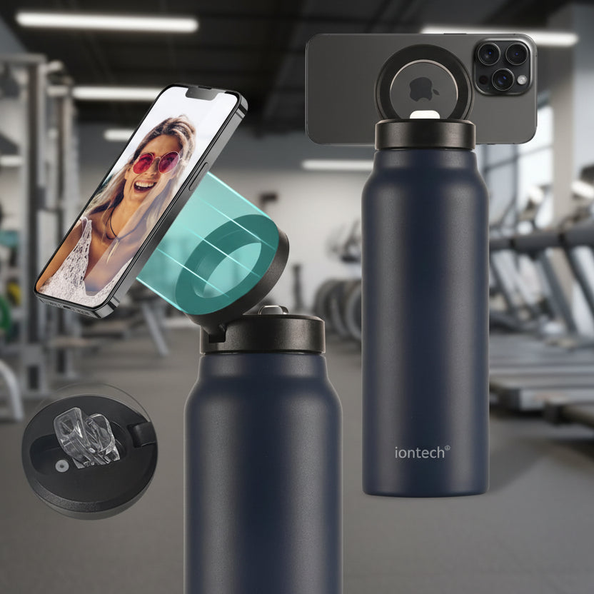 Insulated Water Bottle with Magnetic Phone Holder