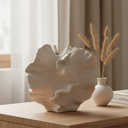 European White Frosted Ceramic Vase