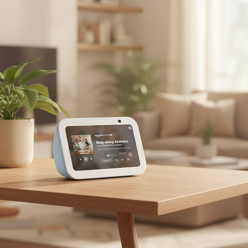 Amazon Echo Show 5 (newest model), Smart display, Designed for Alexa+, 2x the bass and clearer sound, Cloud Blue