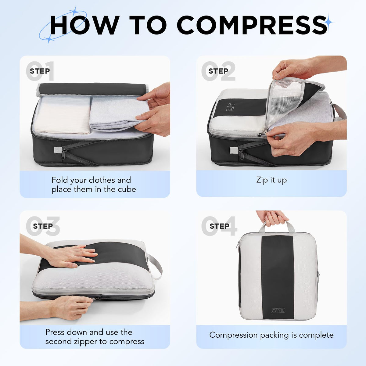 Compression Packing Cubes for Travel Essentials
