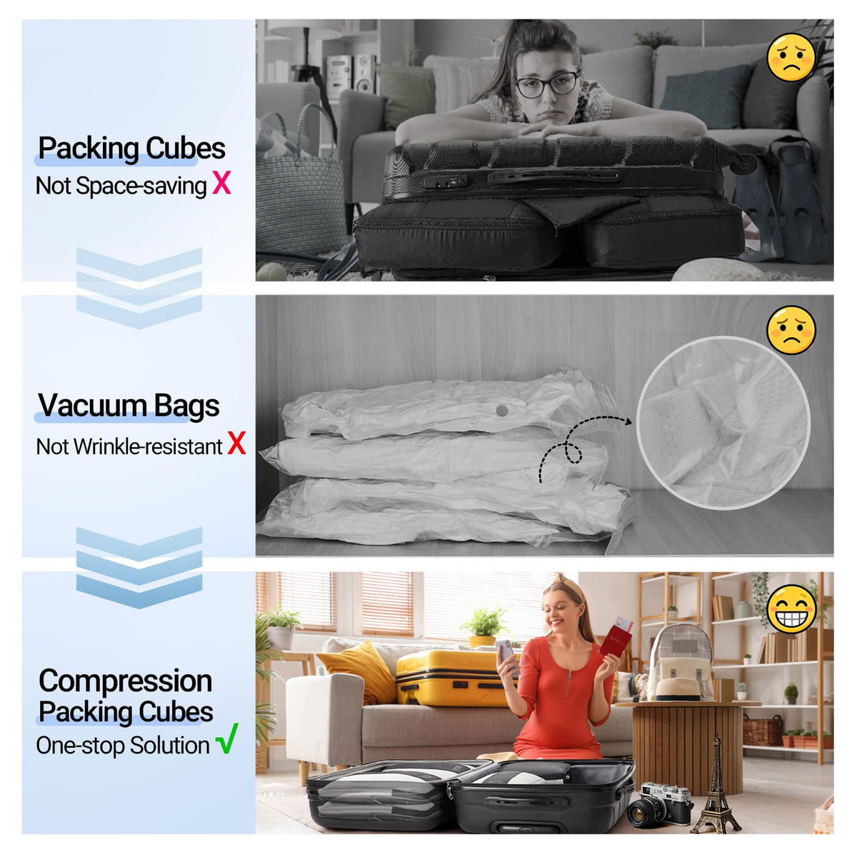 Compression Packing Cubes for Travel Essentials