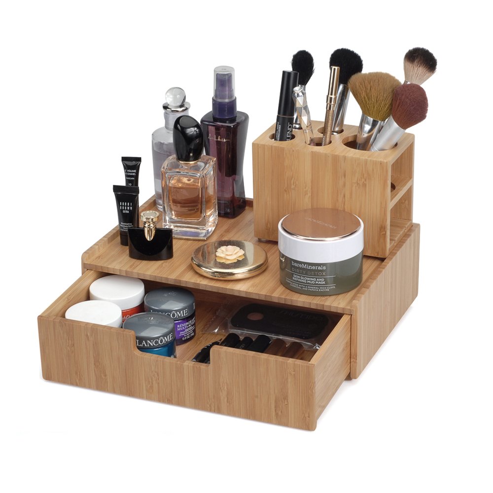 Bamboo Beauty Organizer with Brush Stand